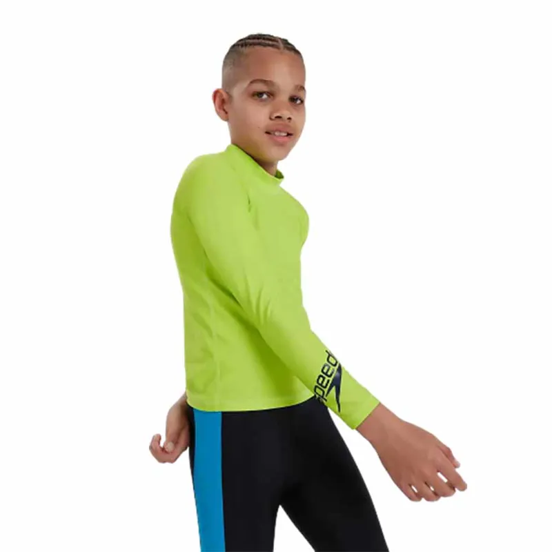 Speedo Junior Logo Rash Top Green/Navy-6